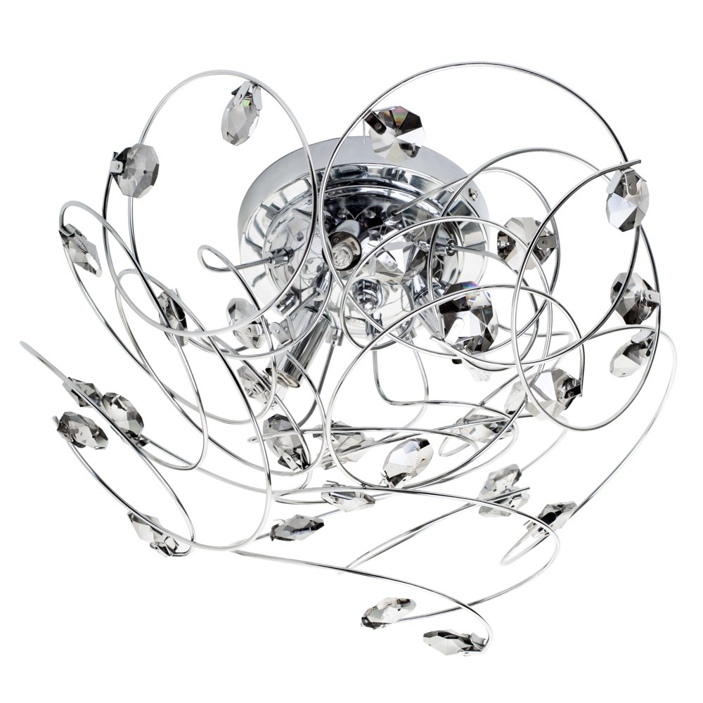 Othello Flush Light with Smoke Glass, Chrome