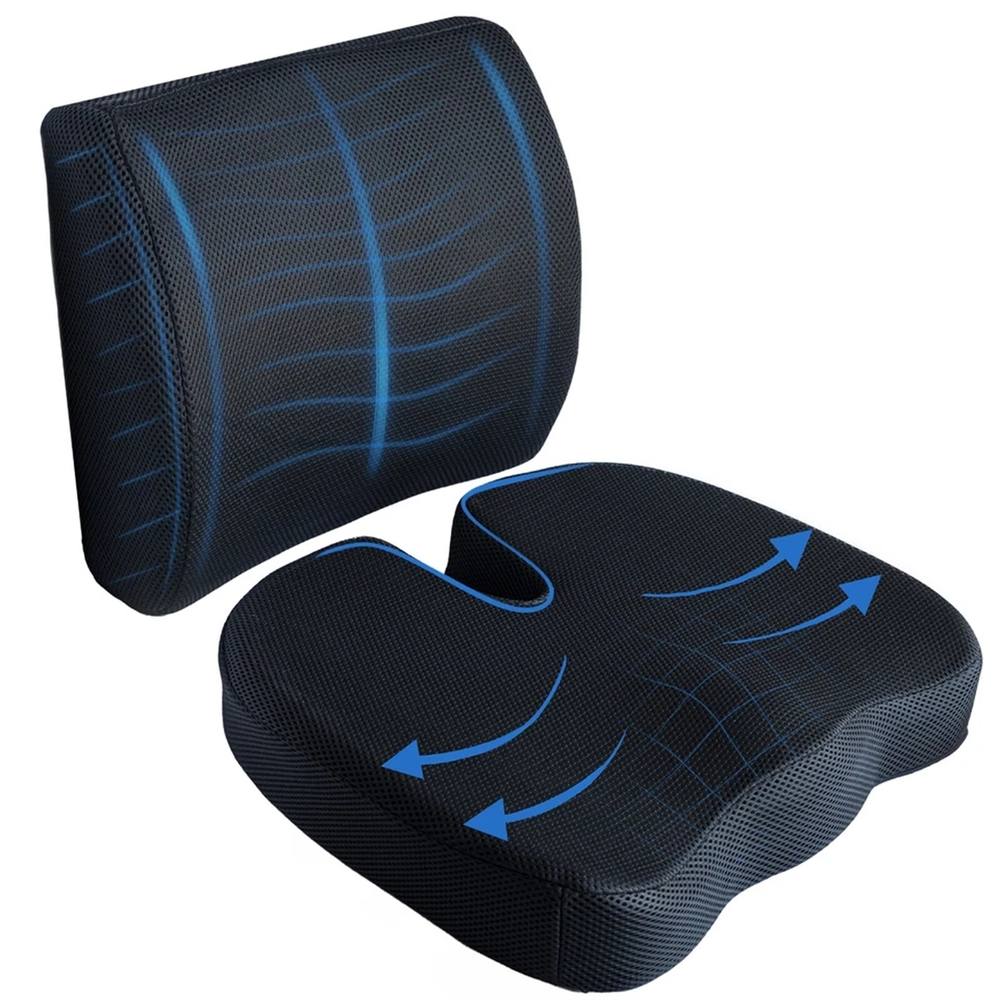 Nordara Back & Seat Support Combo Lumbar Back Support Cushion Car Seat in Black
