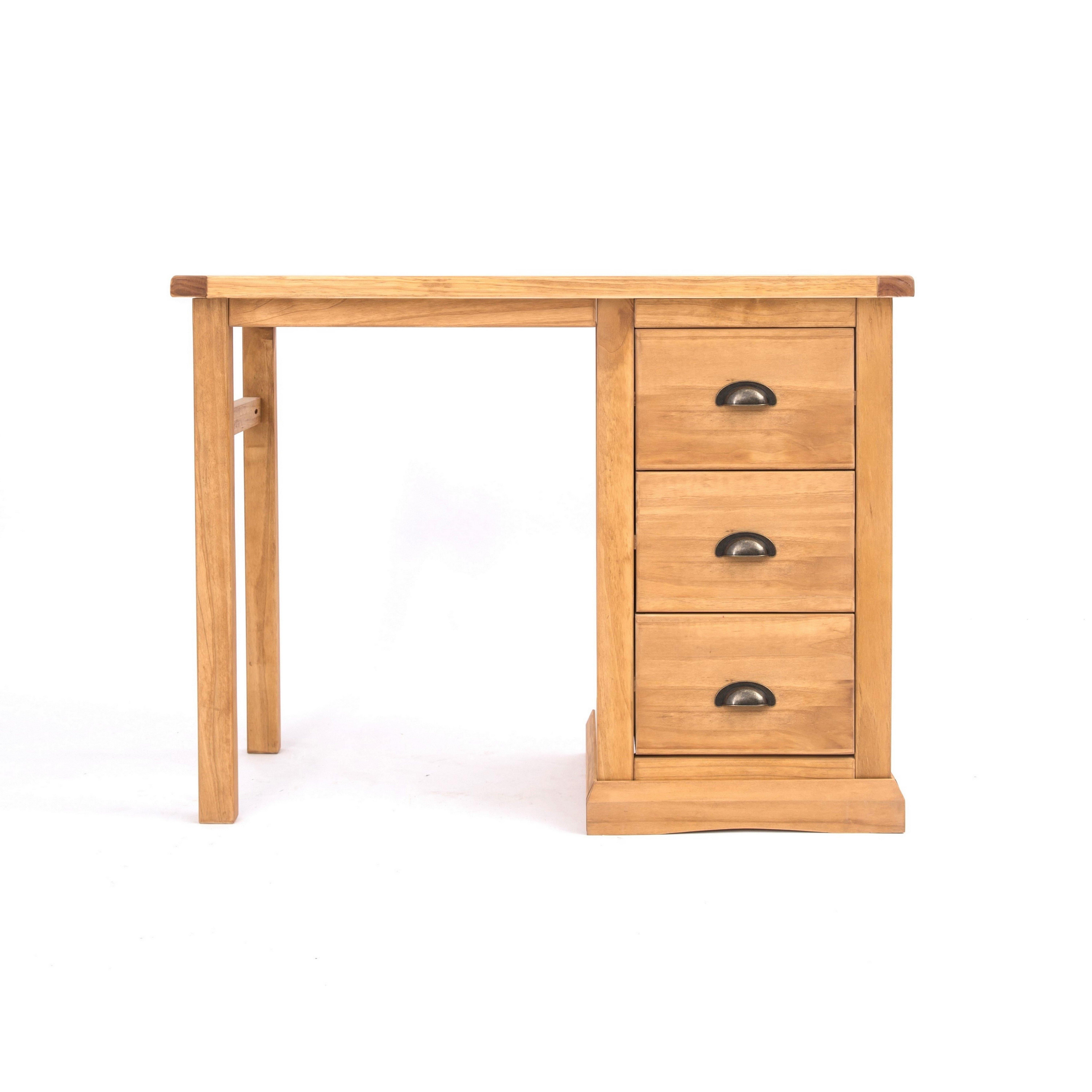 Cabinet Bits Lucca 3 Drawer Desk - Dressing Table Brass Cup Handle in Light Brown