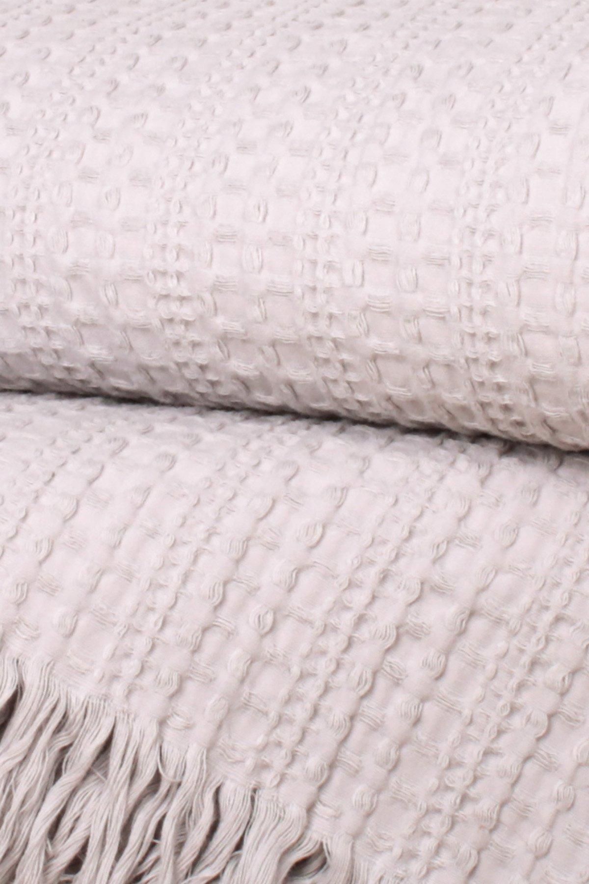 Appletree 'Elbury Waffle' 100% cotton Waffle Textured Bedspread in Silver 2