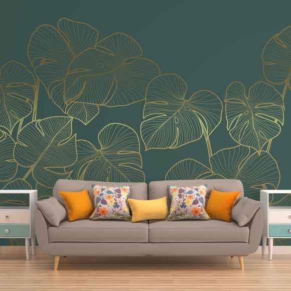 Leaves Mural Emerald Wall Mural