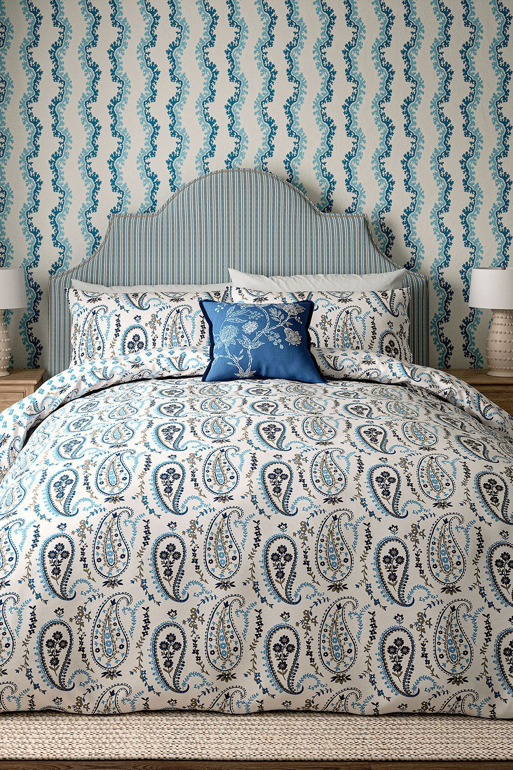 Sanderson 'Jamilia' Cotton Duvet Cover Set in Blue
