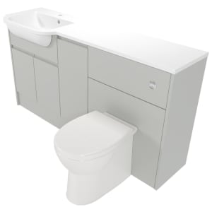 Deccado Clifton Whisper Grey Left Hand 1500mm Fitted Vanity & Toilet Pan Unit Combination with Left Hand Basin