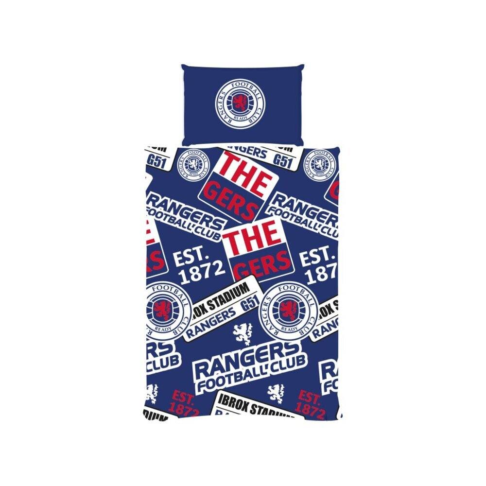 Rangers FC Patches Duvet Cover Set in Bright Blue