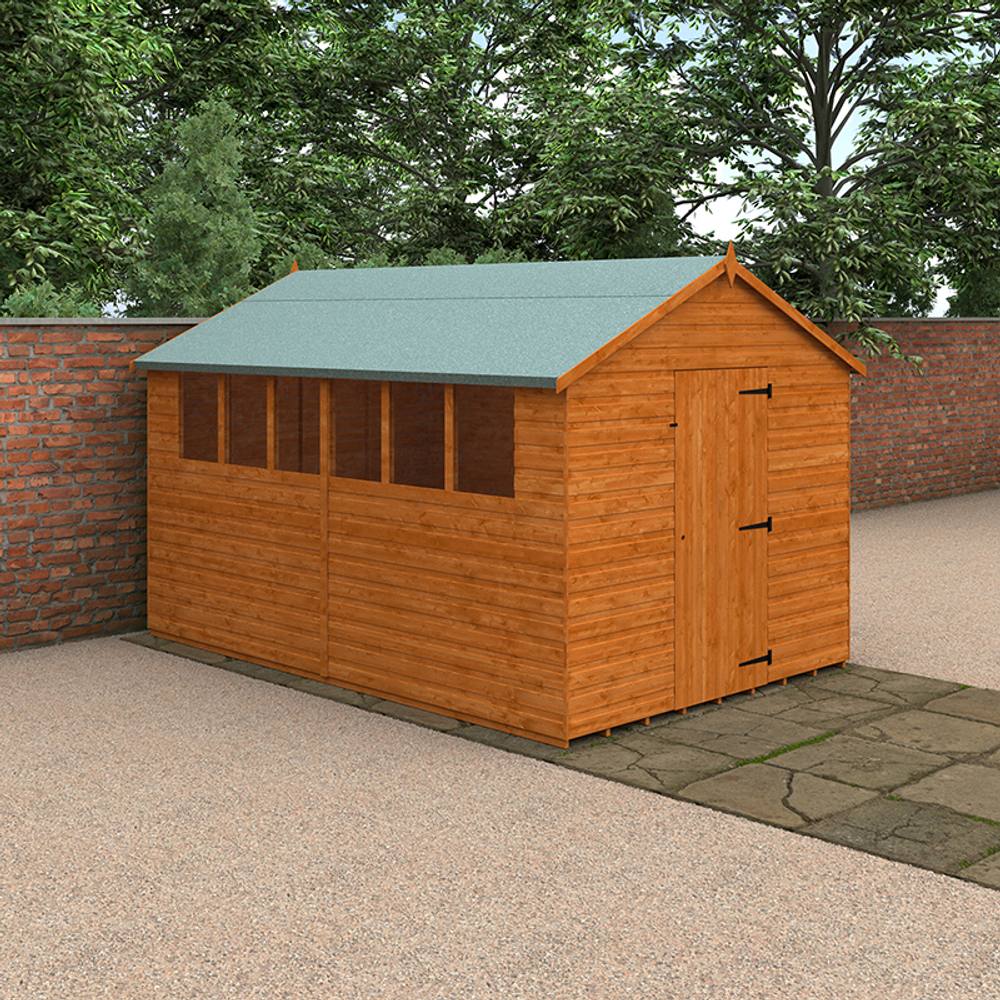 Buttercup Farm 12 x 8 Feet Super Apex 12mm Shed - Solid Wood/Softwood/Pine in Burnt Orange 2