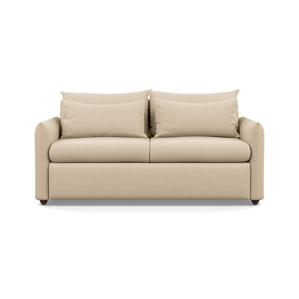 Heal's Pillow 3 Seater Sofa Bed Brushed Cotton Oat Chestnut Stain Feet