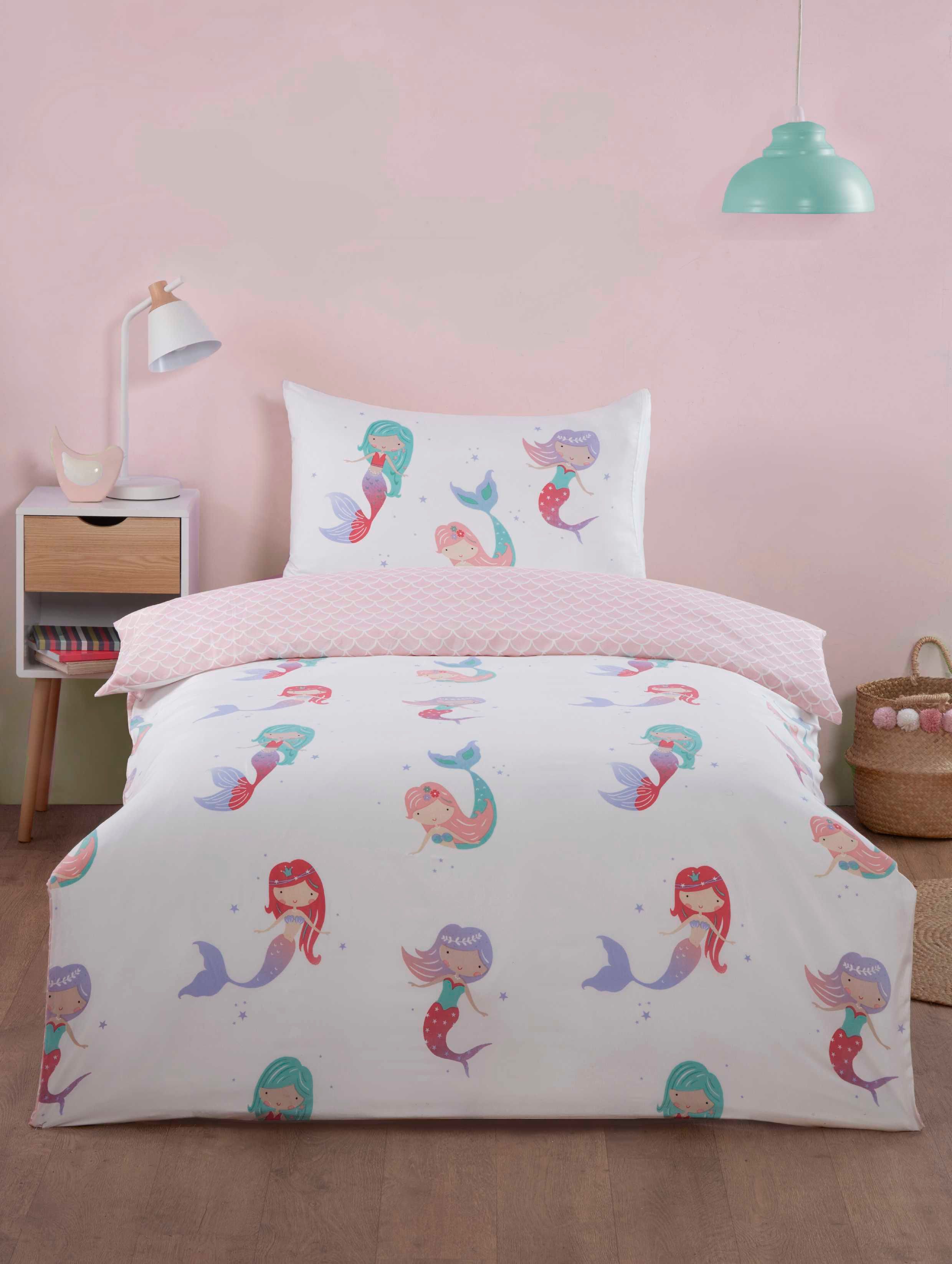 Rapport Home Little Mermaids Microfibre Reversible Duvet Cover Set with Pillowcase