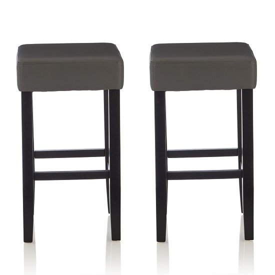 Newark Bar Stools In Grey PU And Black Legs In A Pair