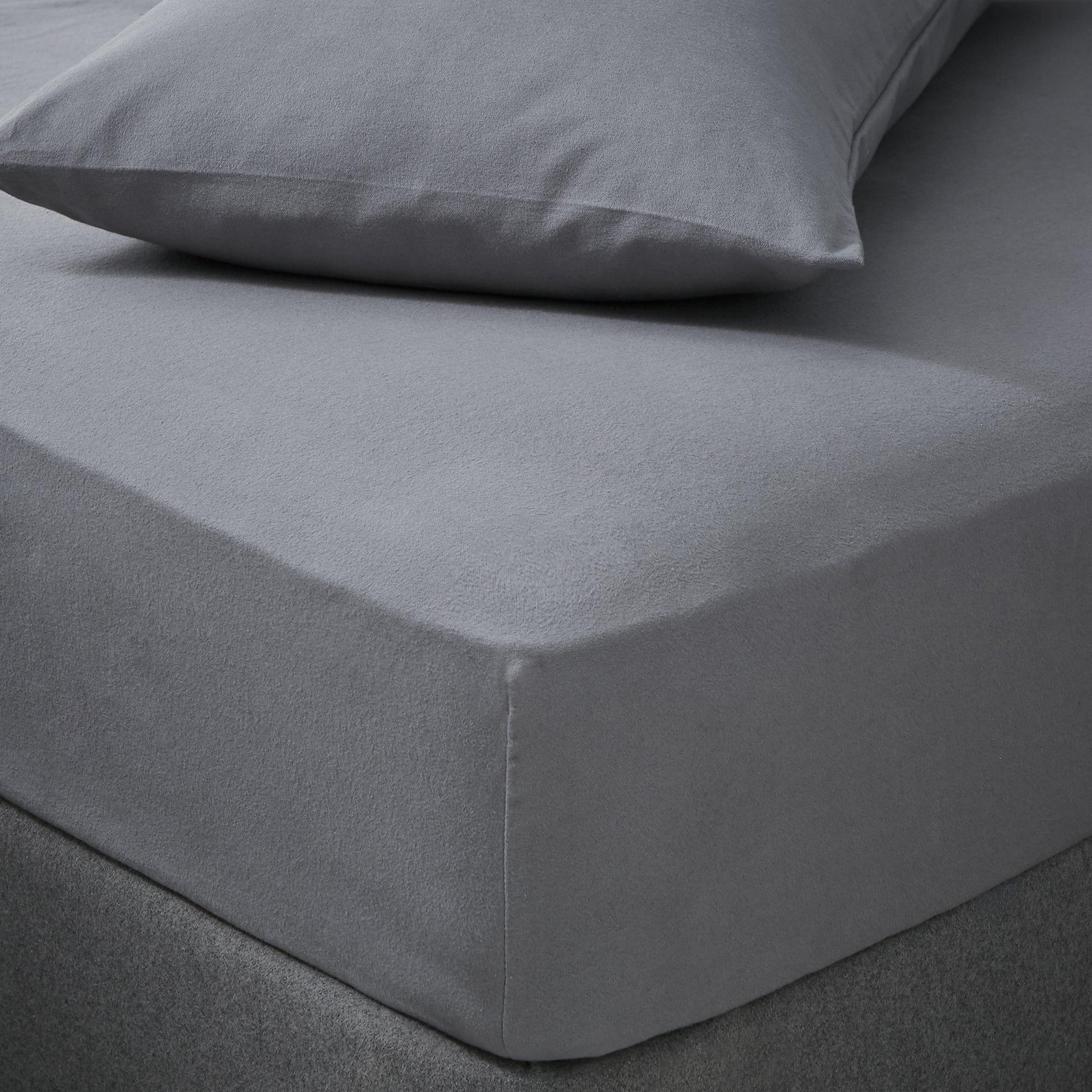 Soft & Cosy Luxury Brushed Cotton Fitted Sheet Grey