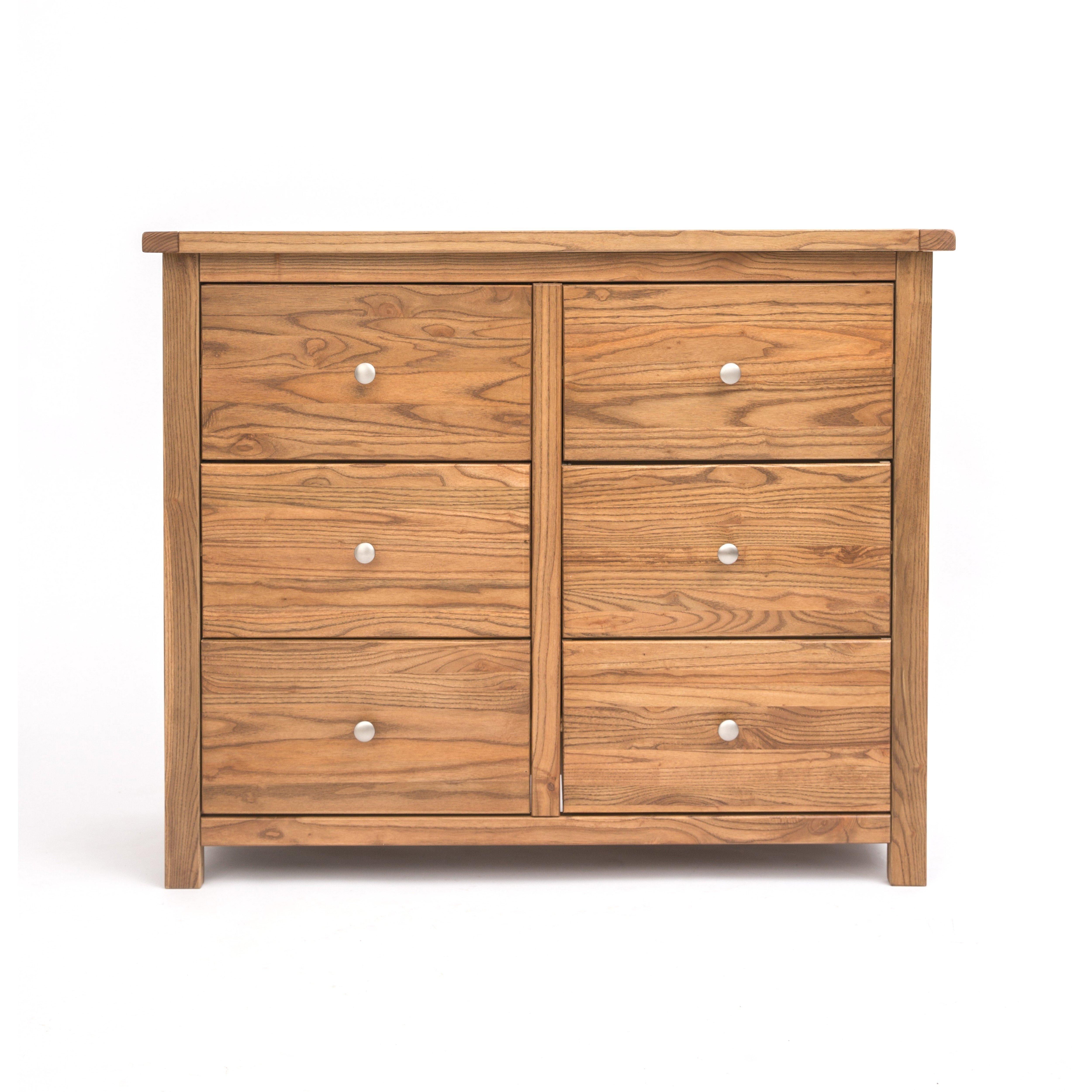 Cabinet Bits Trivento 6 Drawer Chest of Drawers Chrome Knob in Natural