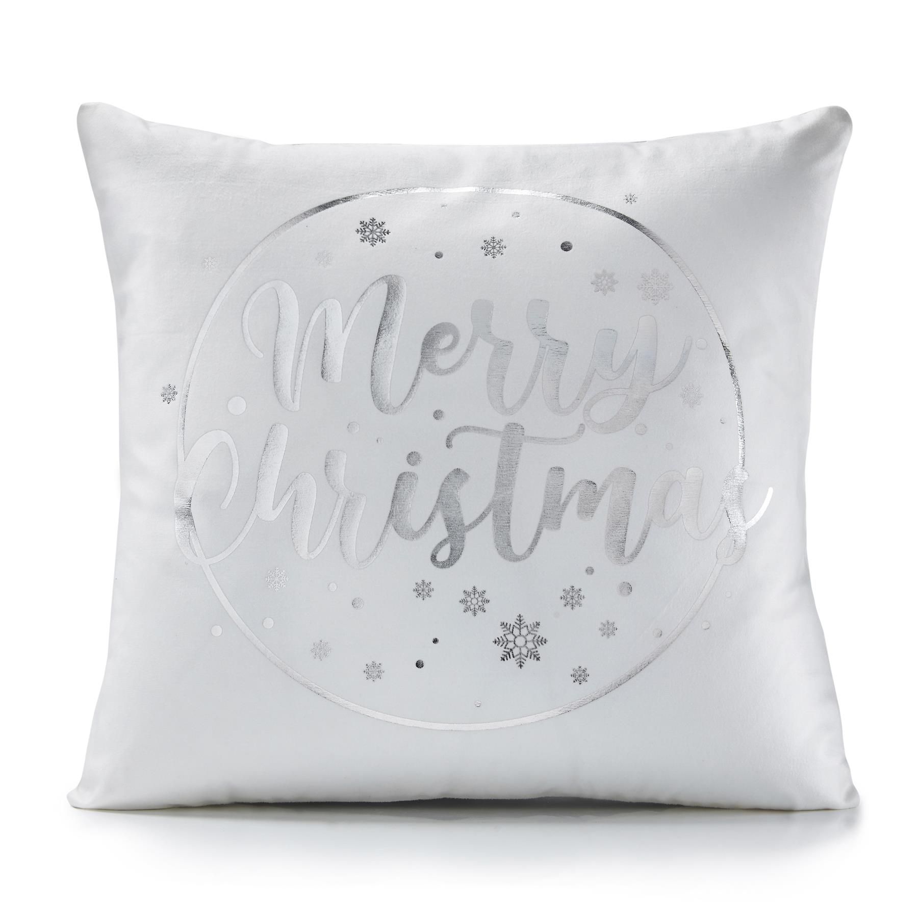 Luxury Living Christmas Merry Decorative Cushion With Pad 45cm x 45cm in White