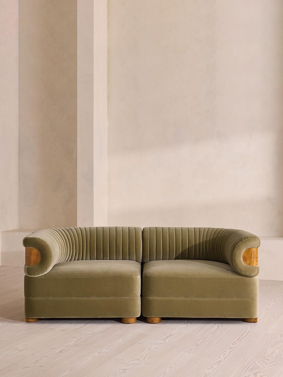 Caleb Modular Three Seater Sofa, Velvet, Lichen, Dark Burl
