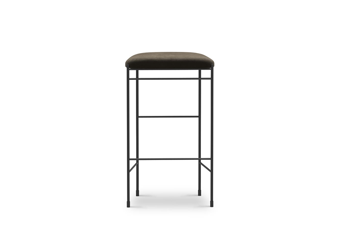 New Works Covent Bar Stool 75cm Royal Nubuk Dark Brown Leather