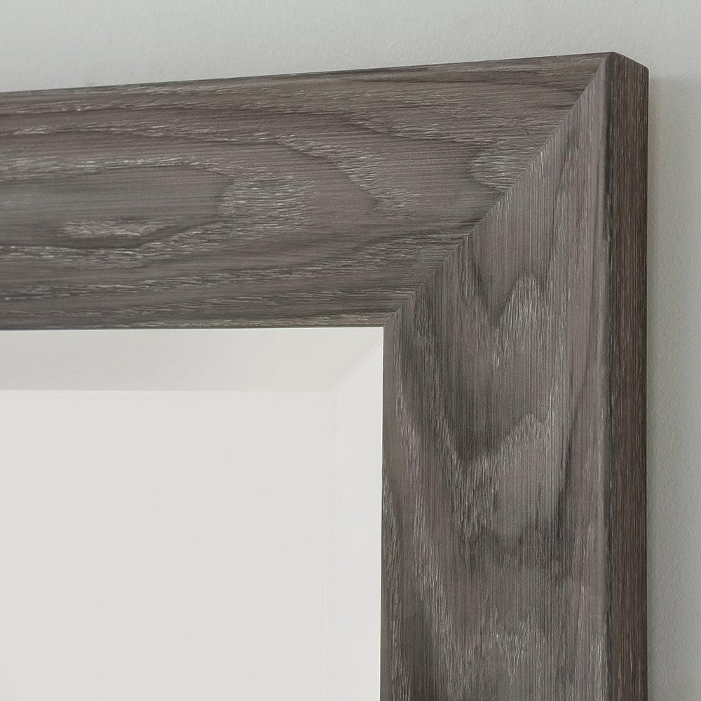 Yearn Mirrors Rustic Grey Wood Effect Scooped Framed Mirror 129.5x45.5cm in Pale Green 2