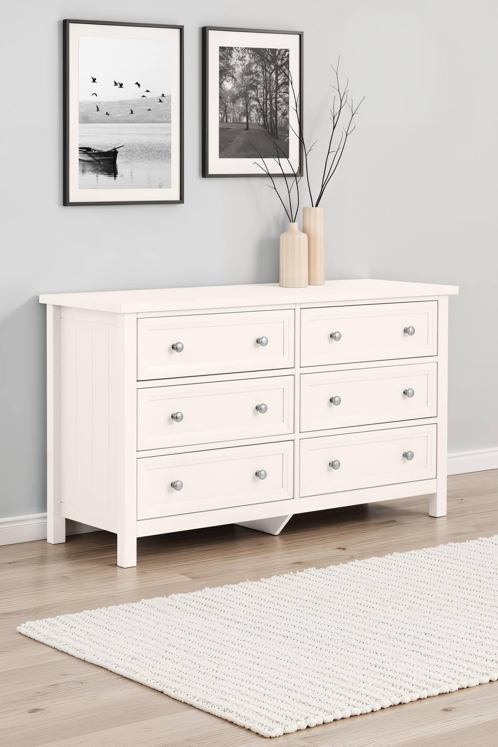 Julian Bowen Maine 6 Drawer Wide Chest in White