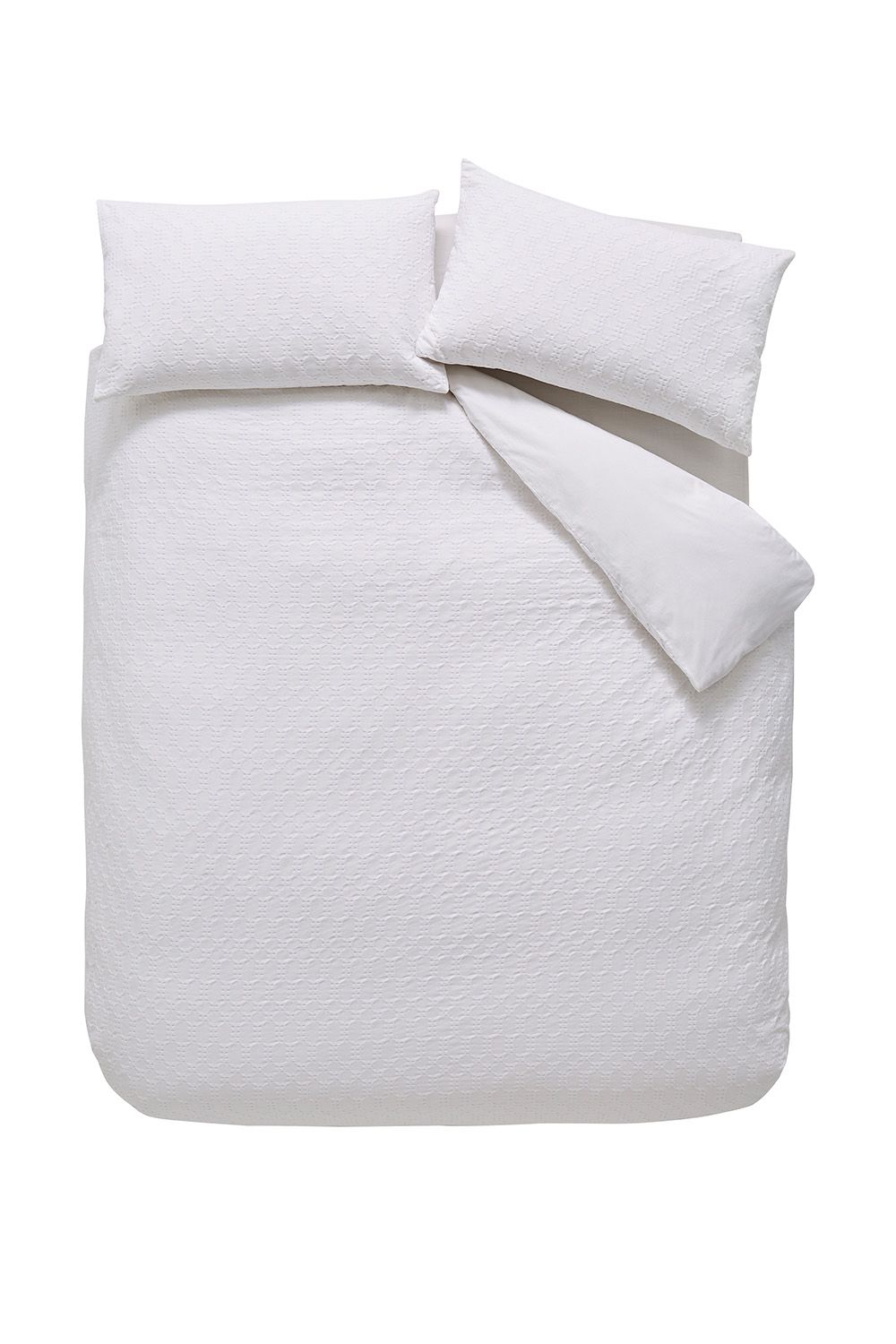 Bianca 'Waffle Cotton Circle' Duvet Cover Set in White 5
