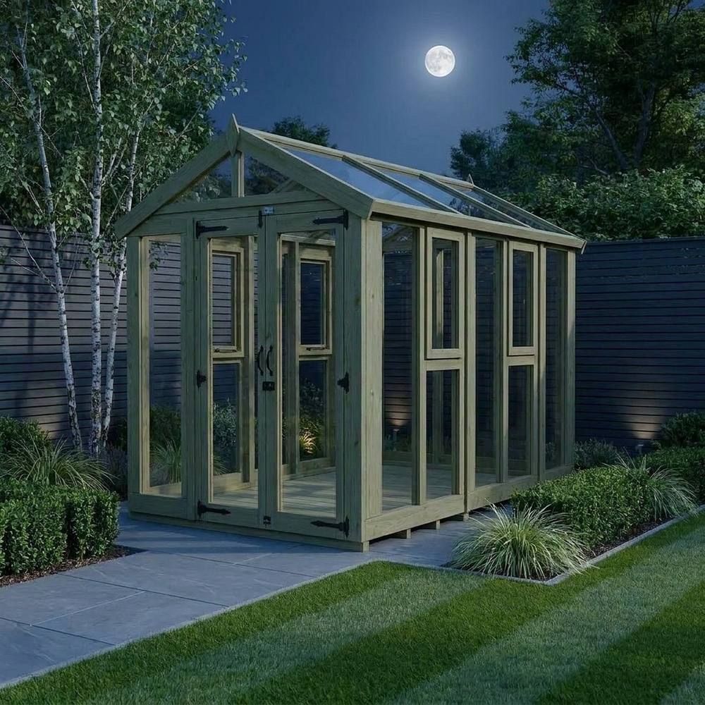 Buttercup Farm 6ft x 10ft Apex Glass Greenhouse - Pressure Treated Timber in Brown 3
