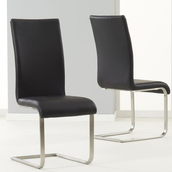 Nenque Black PU Leather Dining Chairs In Pair