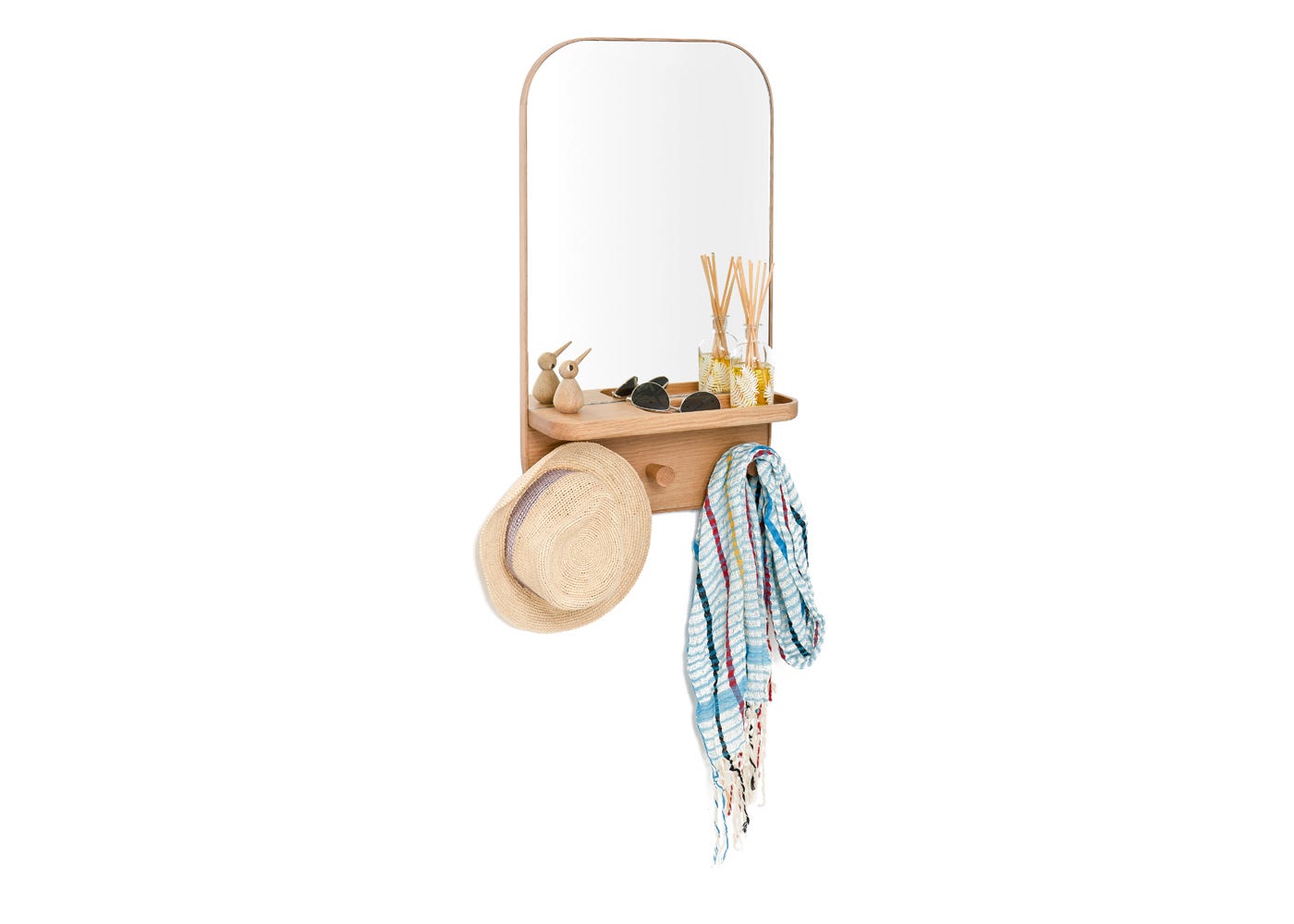 Wireworks Silent Butler Oak Storage Mirror