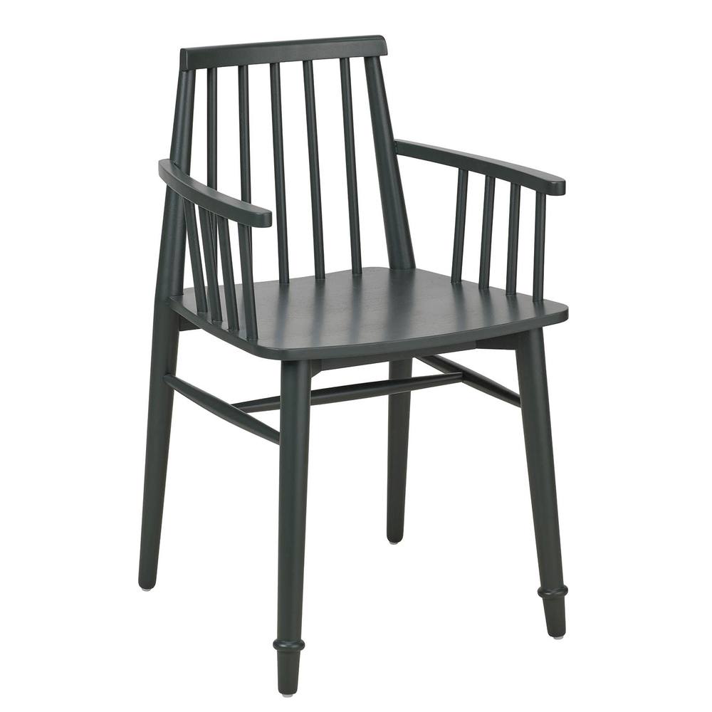 Statement Furniture Queensbury Wooden Dining Armchair with Slatted Back in Bottle Green