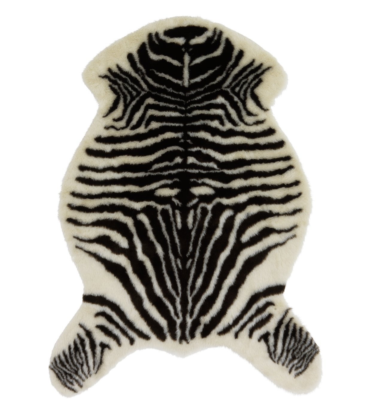Habitat Zebra Faux Fur Cut Pile Rug - 60x90cm - Monochrome