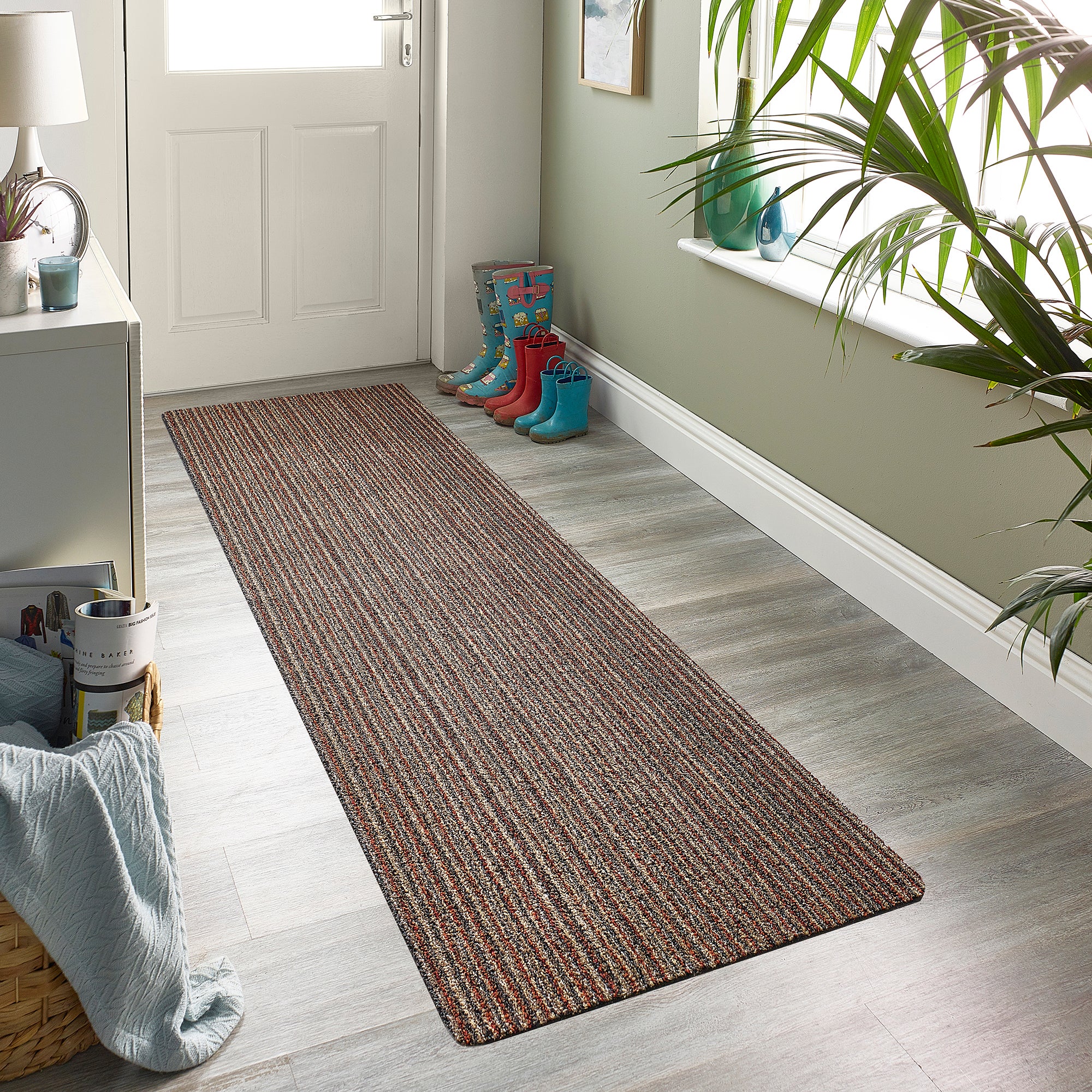 Marvel Stripe Washable Runner Brown and Blue