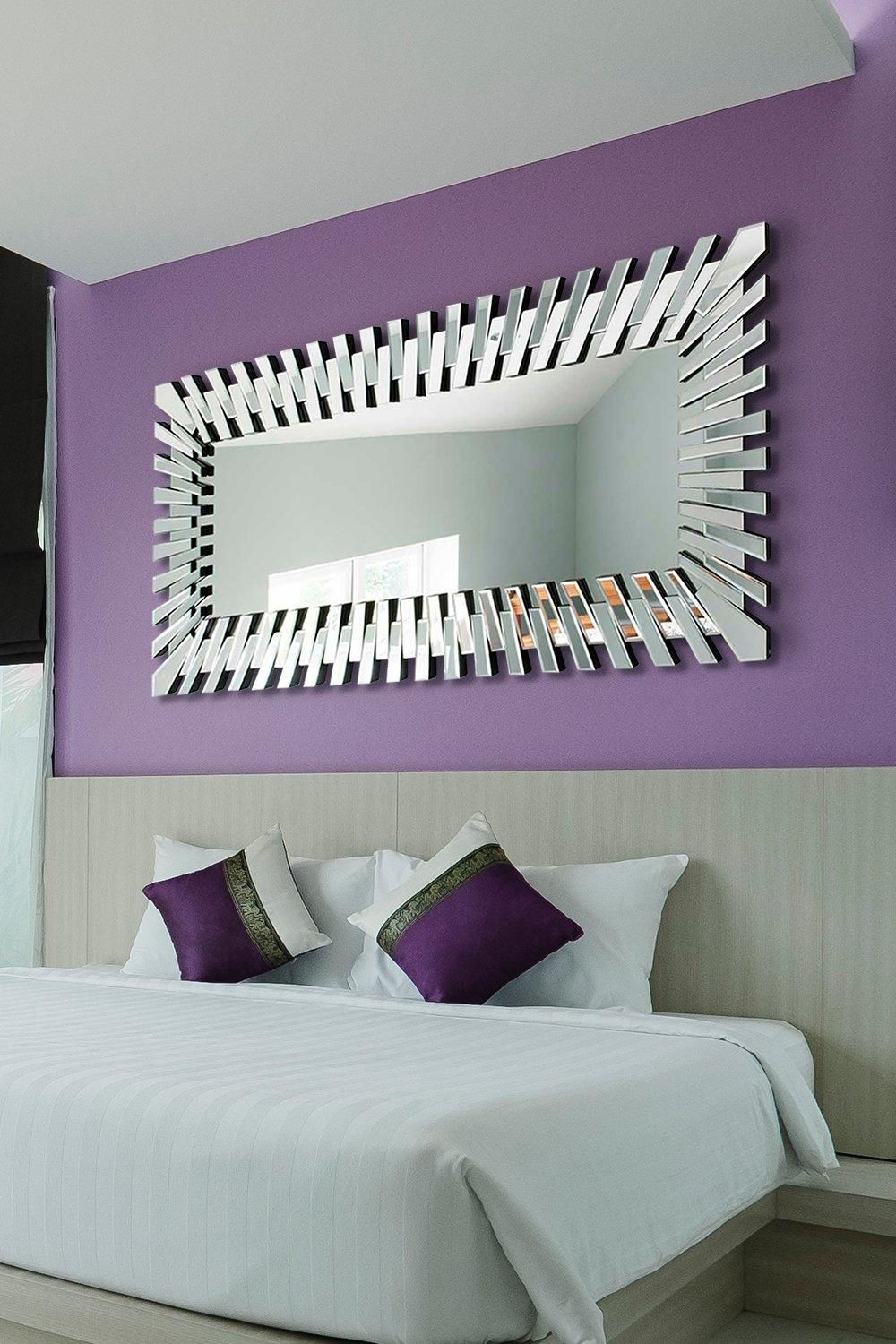 MirrorOutlet 'Starburst' All Glass Stylised Full Length Dress Wall Mirror 170 x 79 CM in Clear
