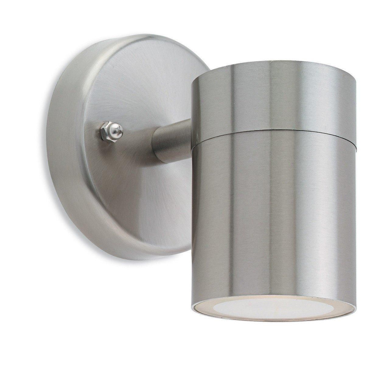 Netlighting Fusion 1 Light Single Wall Light Stainless Steel IP44 GU10 in Grey
