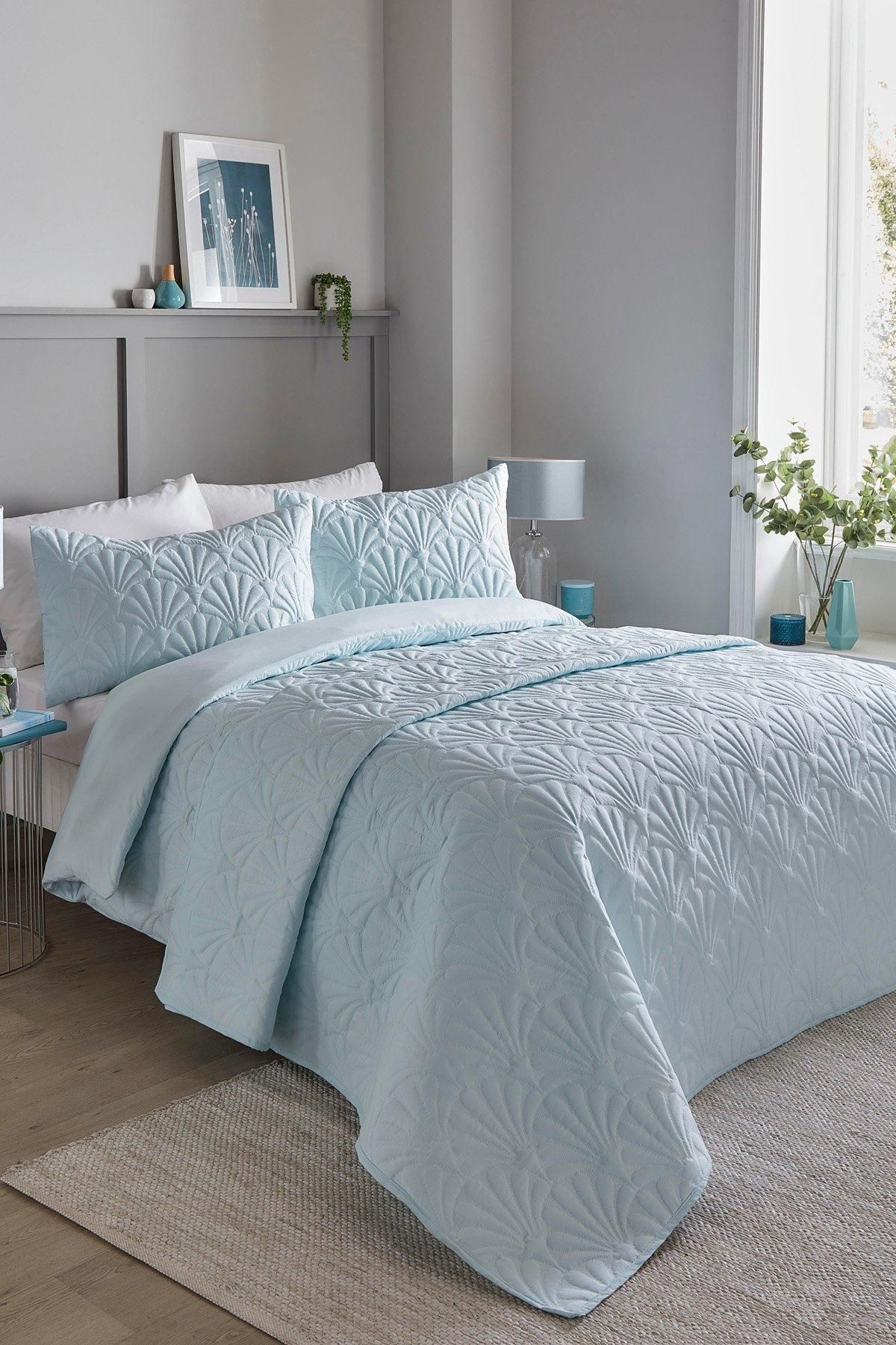 Serene 'Cavali' Pinsonic Microfibre Duvet Cover Set in Duck Egg Blue