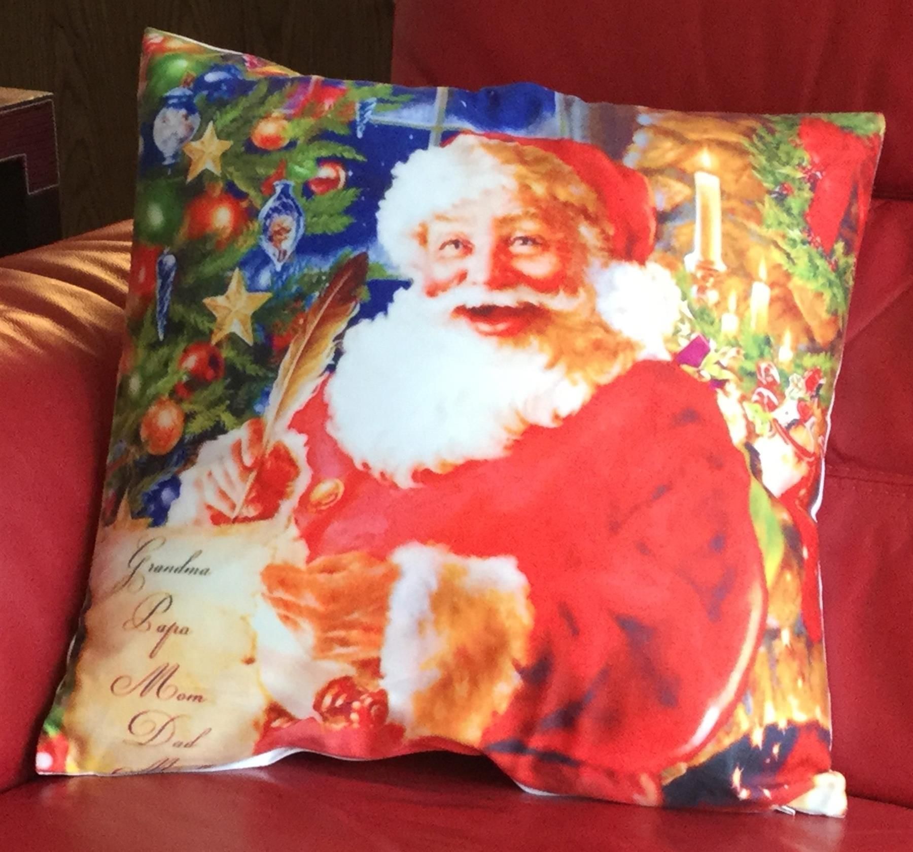 Luxury Living Christmas List decorative cushion cover 45cm x 45cm in Red