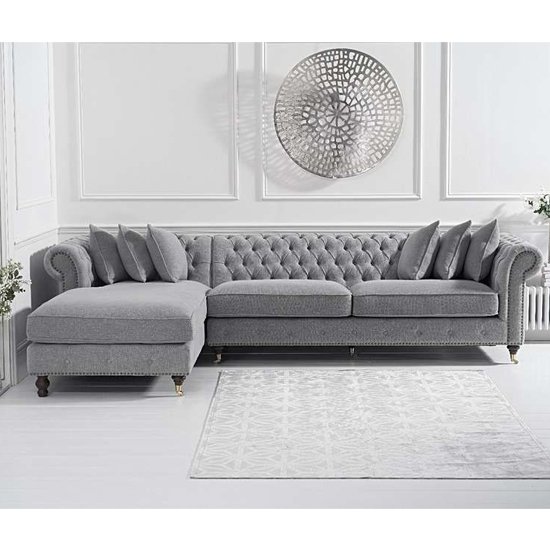 Nesta Linen Left Facing Chaise Sofa Bed In Grey