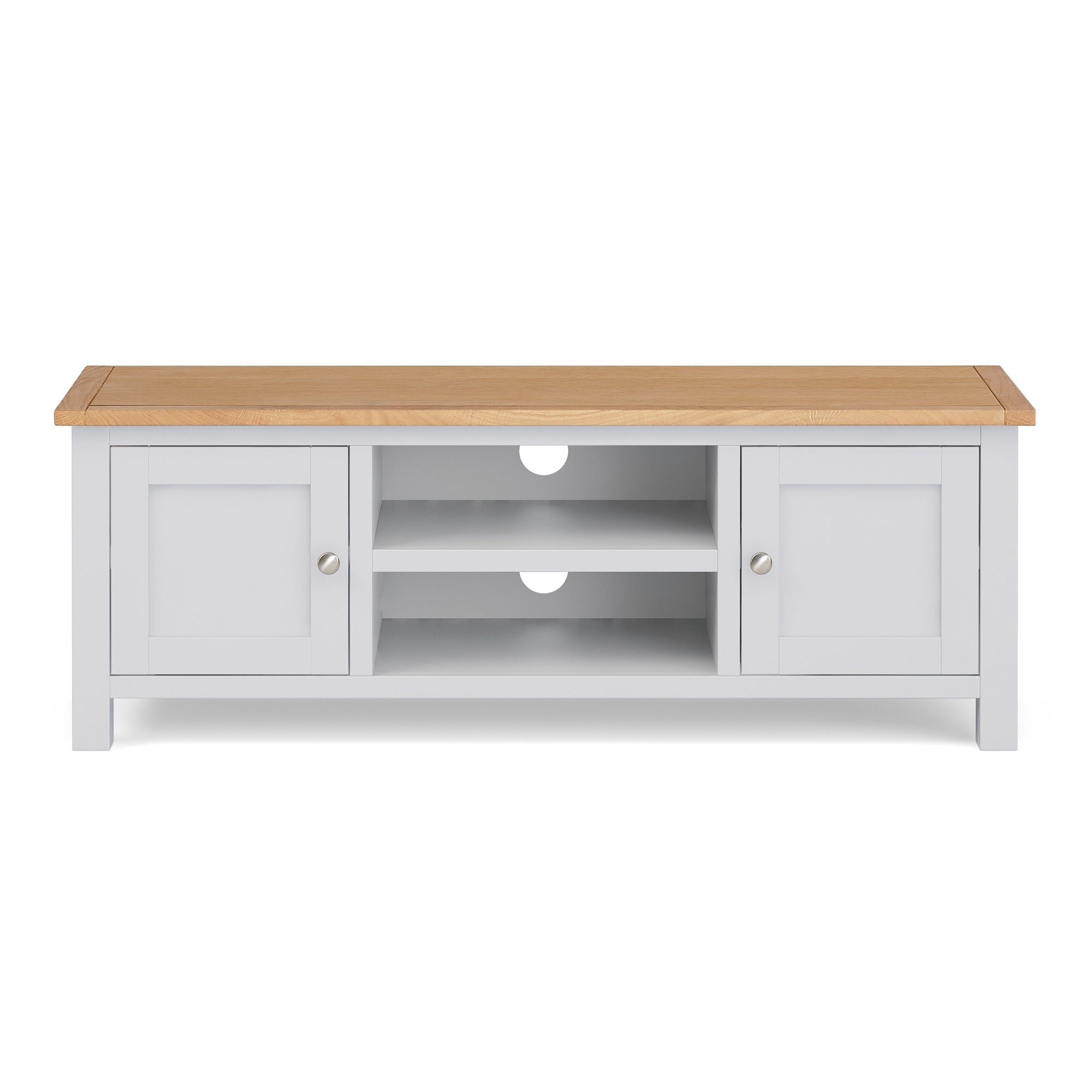 Bromley White Wide TV Stand White and Brown