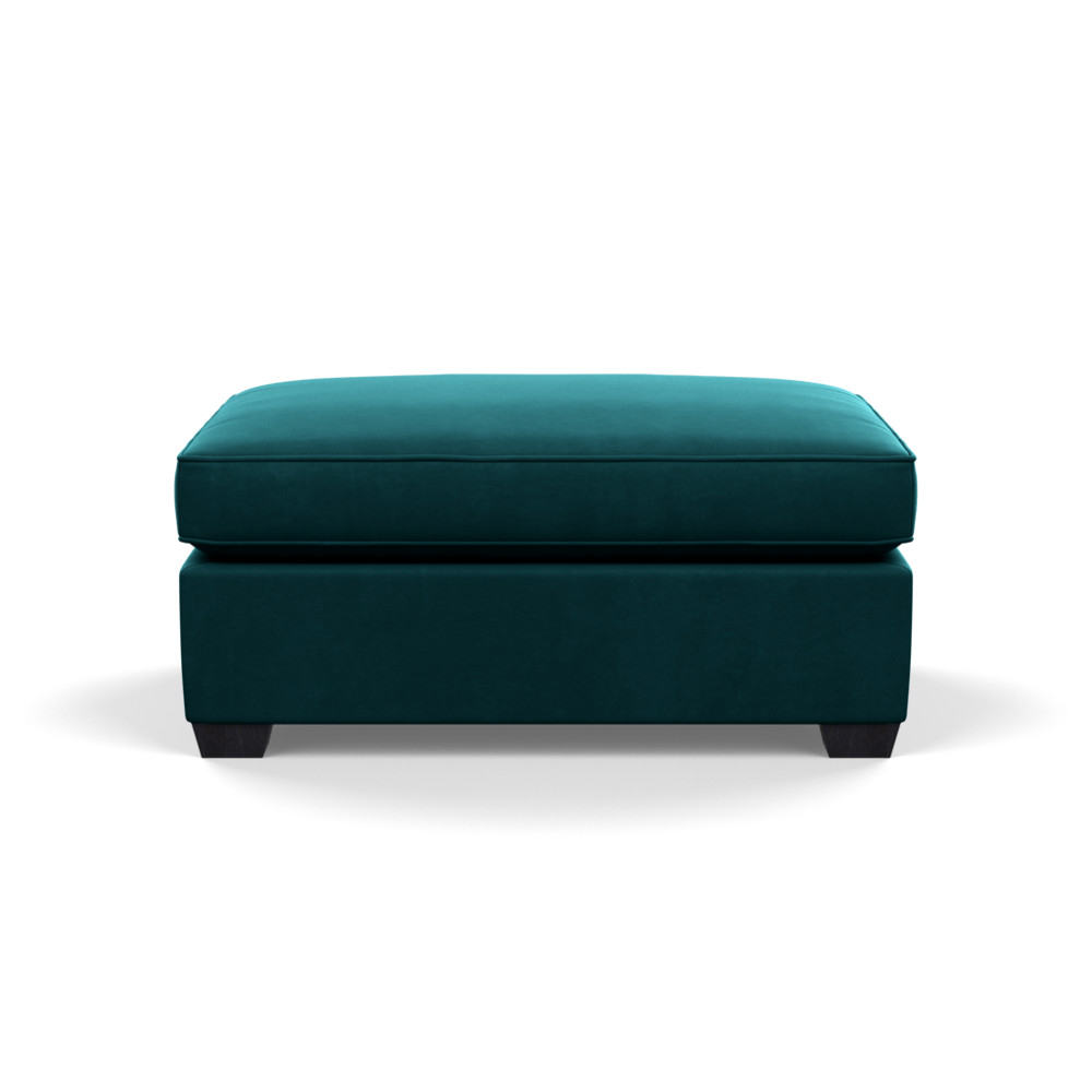 Heal's Torino Footstool Smart Velvet Teal Black Feet