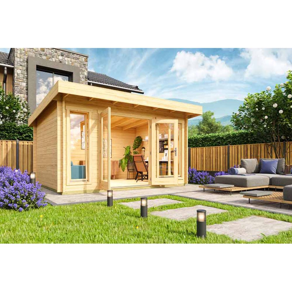 Lasita Maja Ltd Dorset 2-Log Cabin, Garden Room, Home Office - L430xW370xH239.4 cm in Brown