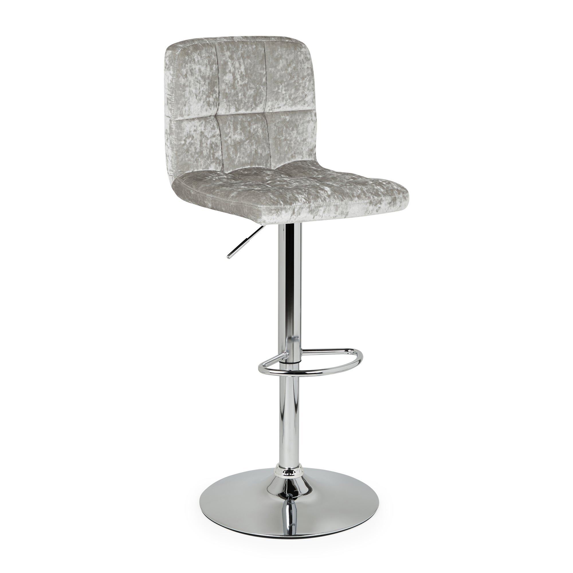 Jasmine Adjustable Height Swivel Bar Stool, Velvet