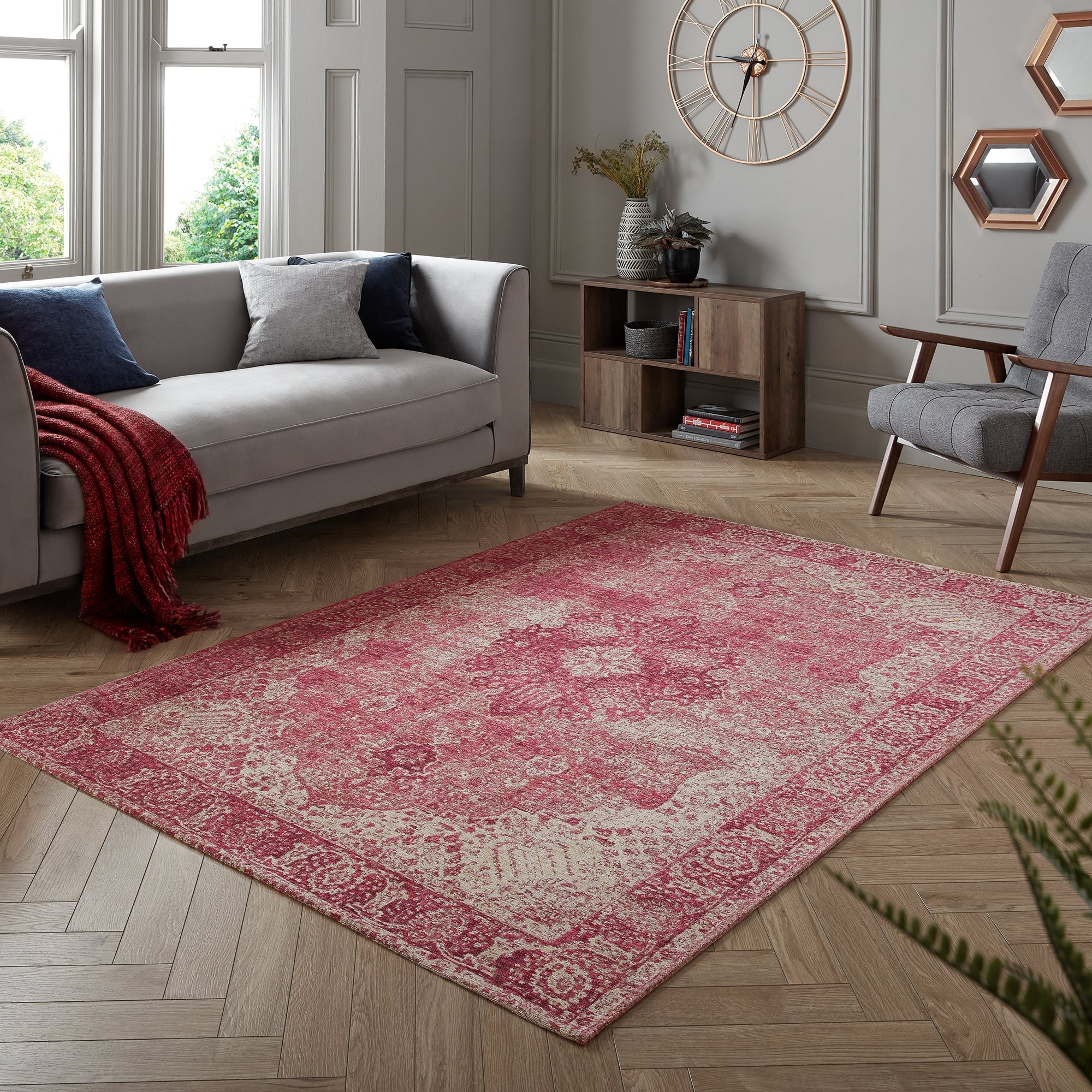 Mila Traditional Rug Purple, Brown and White