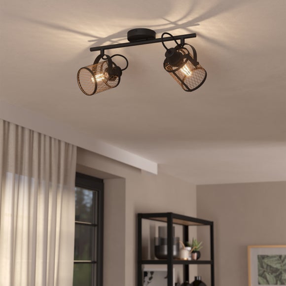 EGLO Dellow Industrial 2 Light Adjustable Ceiling Wall Spotlight