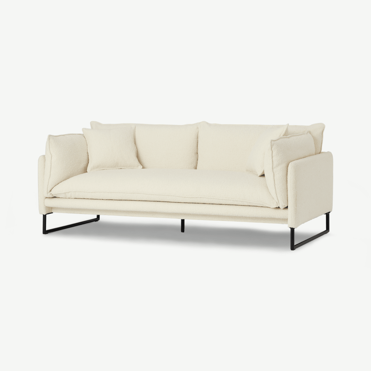 Malini 3 Seater Sofa, Whitewash Boucle