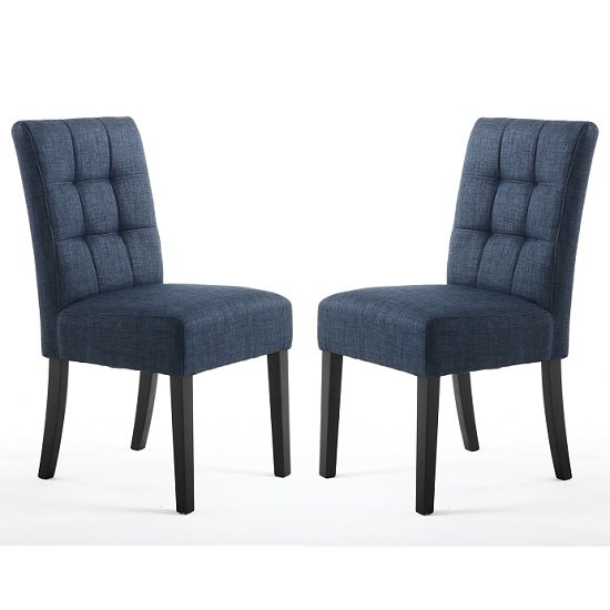 Catria Dining Chair In Polo Blue With Black Legs In A Pair