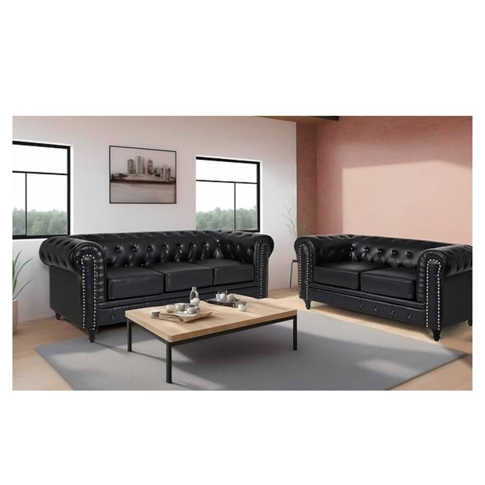 Bliss Furniture Chesterfield 3+2 Seater Sofa Set in Black