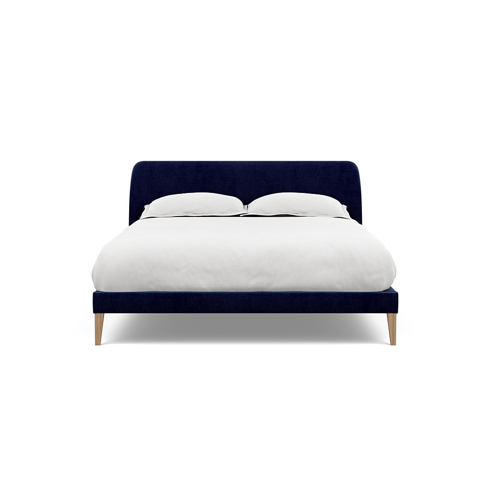 Heal's Wallis Bedstead King Smart Luxe Velvet Midnight Walnut Feet