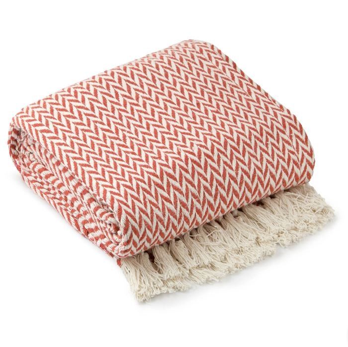 New Edge Blinds Chevron Collection Cotton Throw in Orange