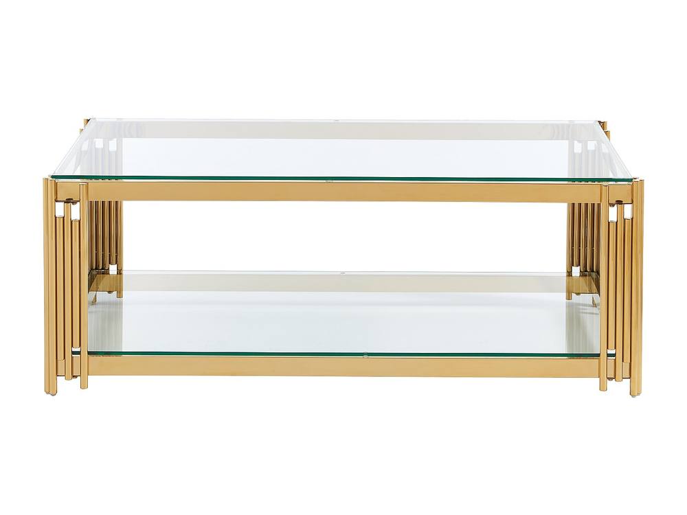 Vente-unique Tempered Glass & Stainless Steel Coffee Table - Golden - NOMELANO in Gold