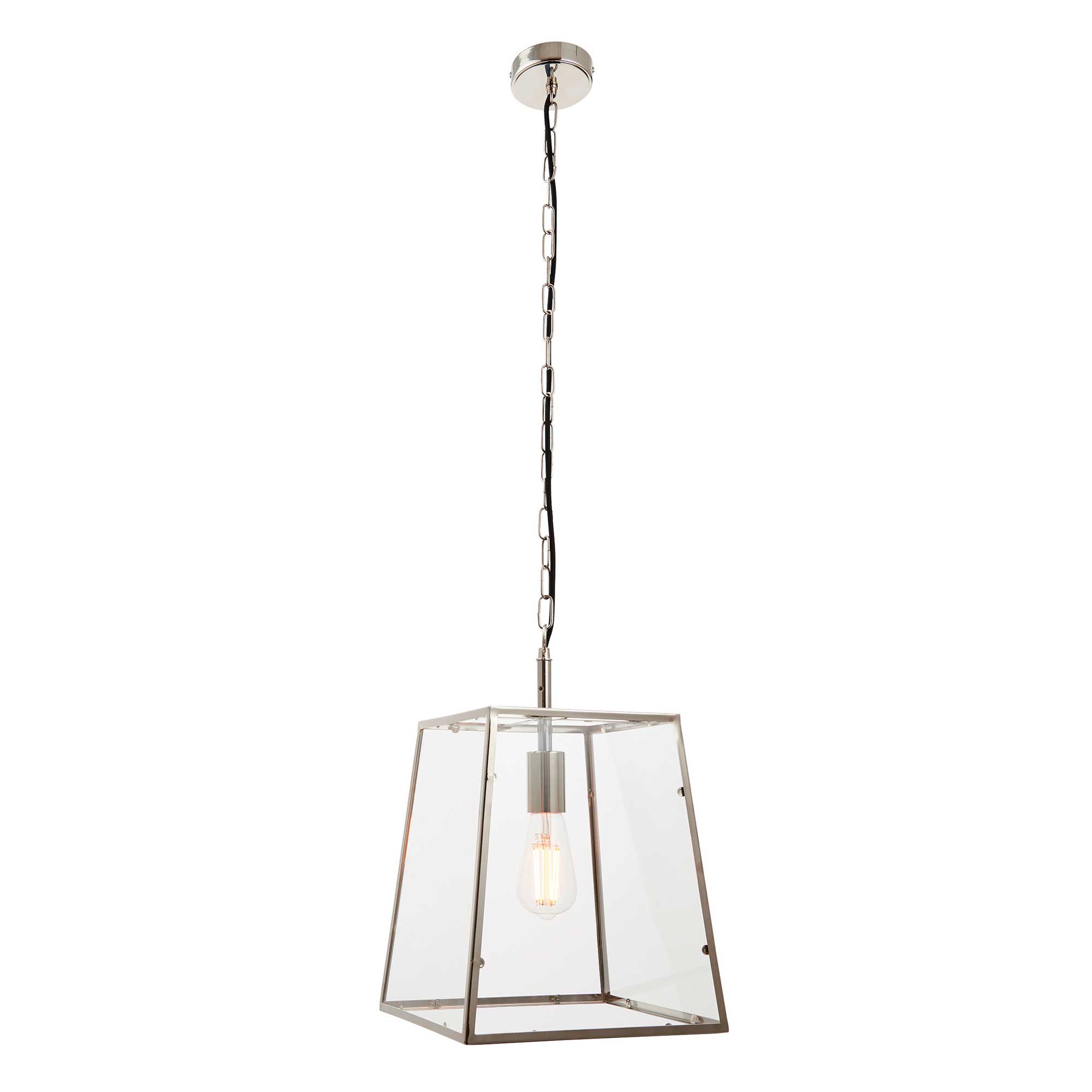 Nickel Lantern Pendant Light, Silver Glass | Barker & Stonehouse
