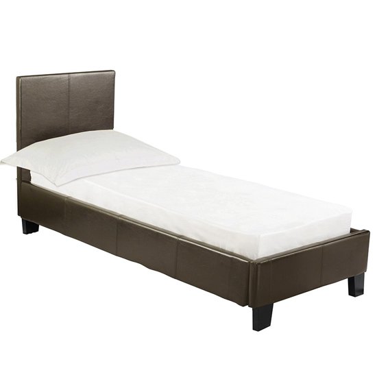 Prado Faux Leather Single Bed In Brown