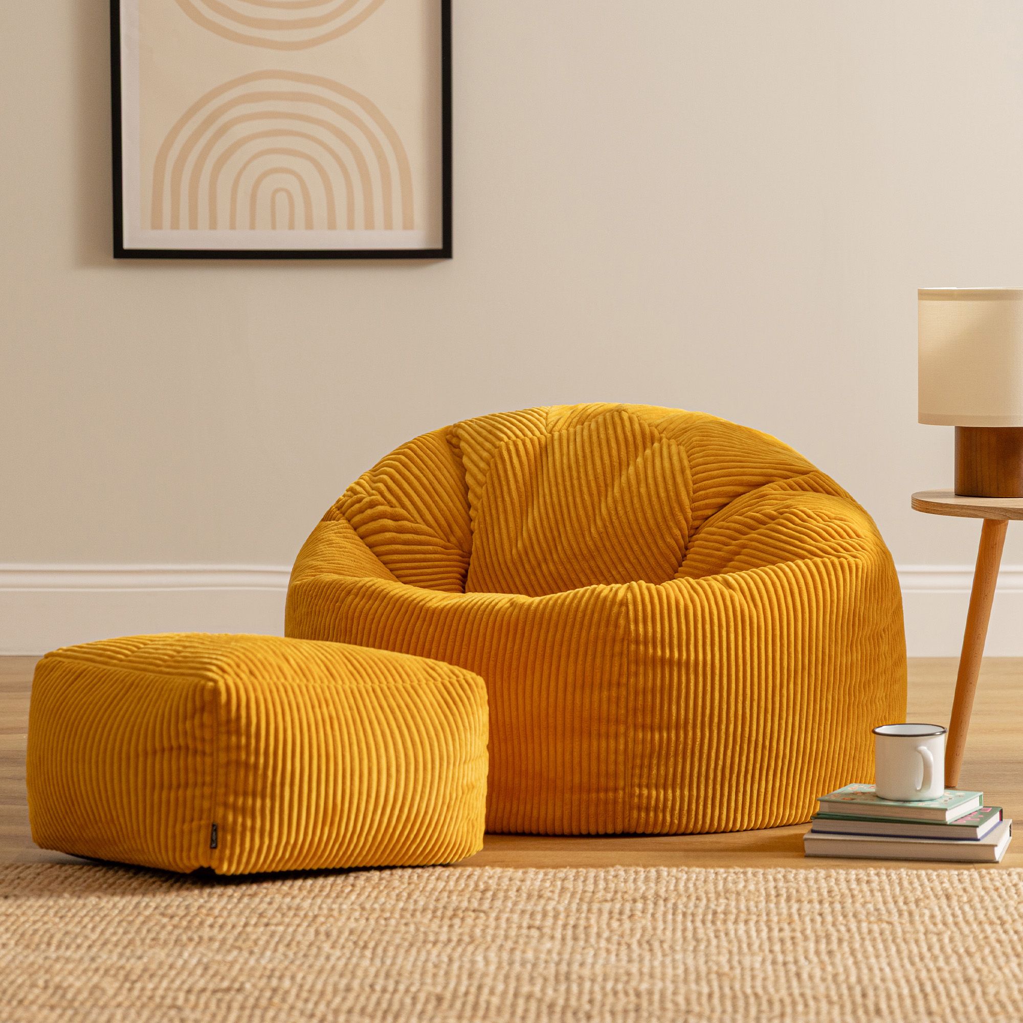 icon Kingston Bean Bag & Footstool Jumbo Cord Bundle in Yellow