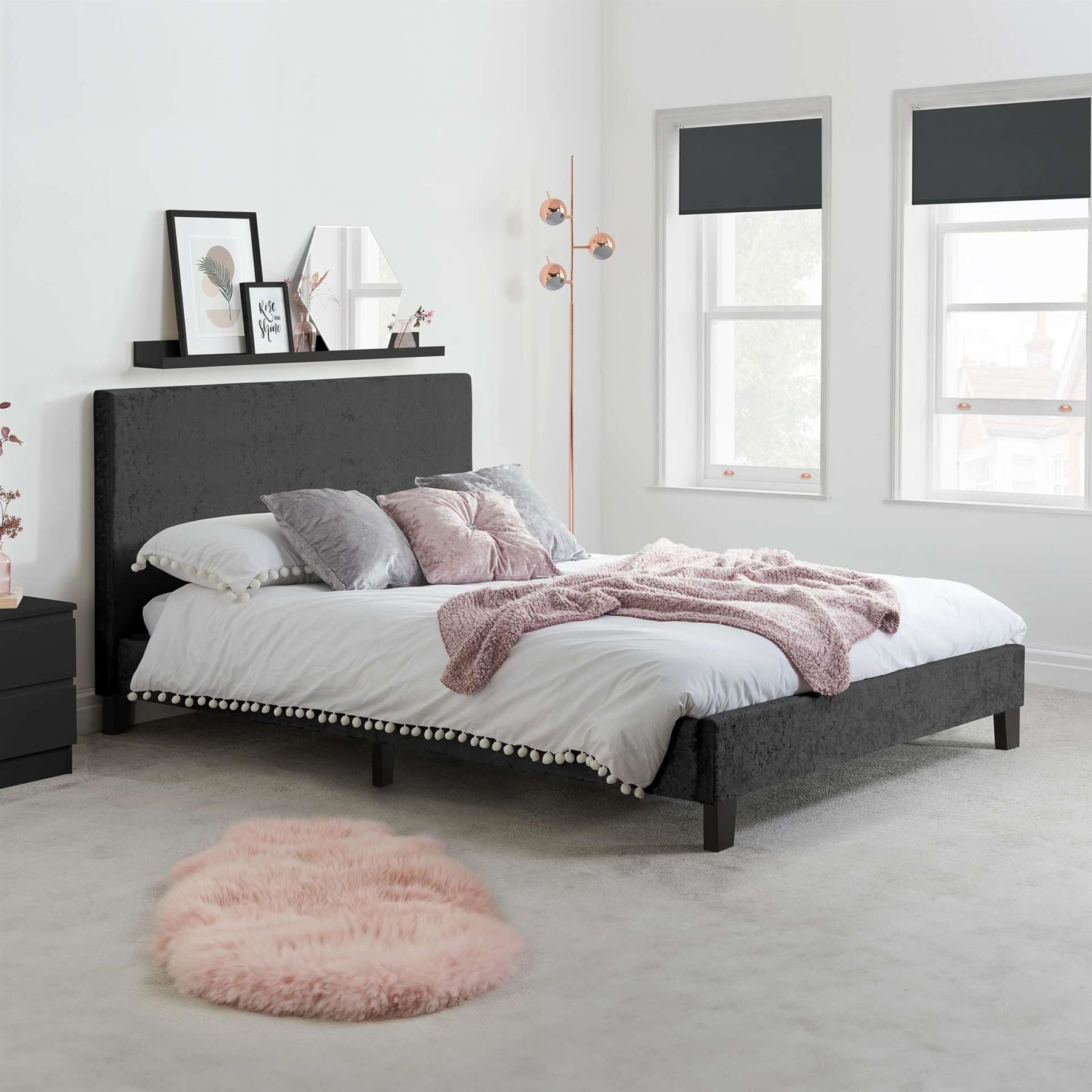 Birlea Bed Frame & Mattress Black Velvet Fabric Sleepsoul Paris