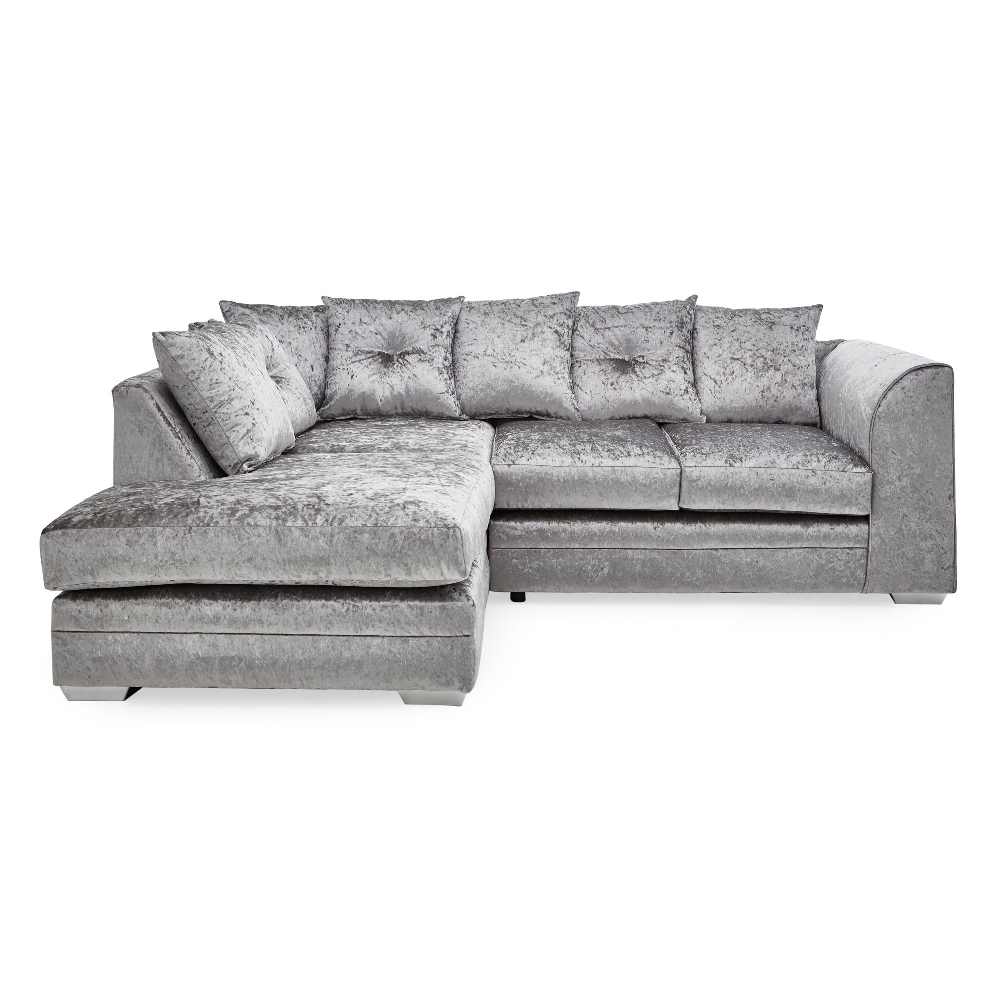 Blake Crushed Velvet Left Hand Corner Sofa Silver