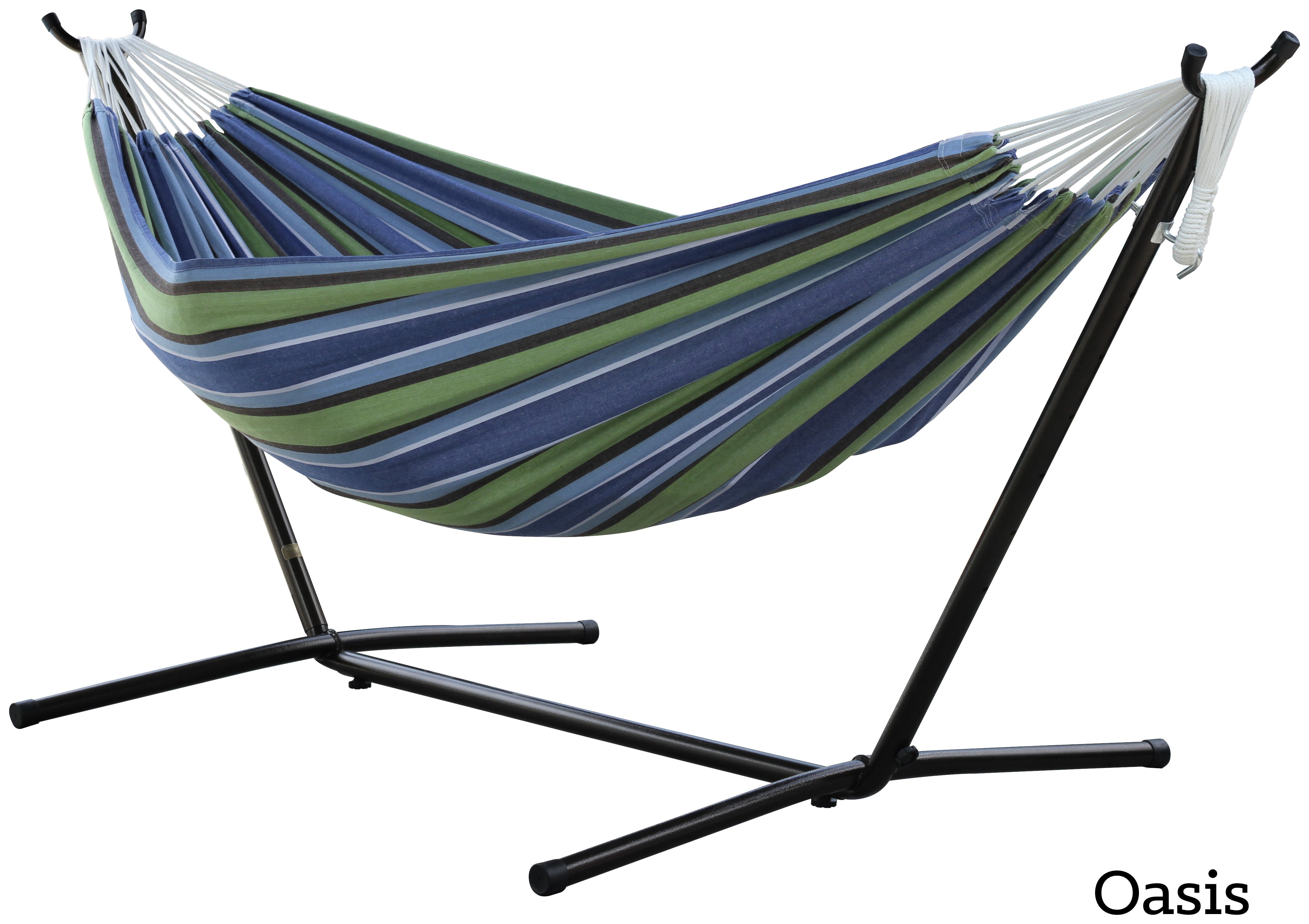 Vivere Double Cotton Hammock with Stand - Oasis