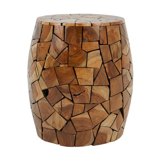 Praecipua Solid Teak Wood Stool In Brown